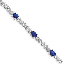 Kazi Luxury 14k White Gold Diamond and Sapphire Infinity Bracelet